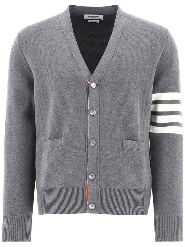 Milano Stitch 4-Bar Cardigan Medium Grey - THOM BROWNE - BALAAN 2