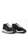 Prax 01 Re-Nylon Brushed Leather Low-Top Sneakers Black - PRADA - BALAAN 3