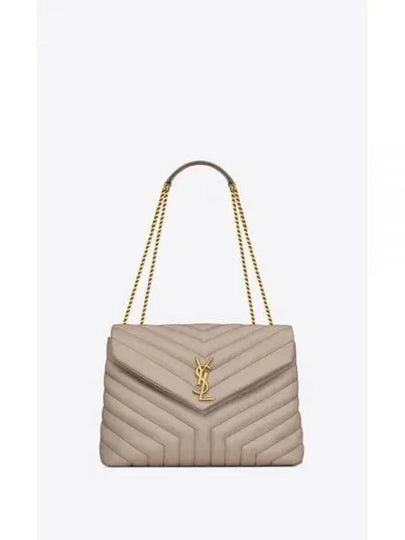 Loulou Matelasse Quilted Y Leather Medium Shoulder Bag Greyish Brown - SAINT LAURENT - BALAAN 2