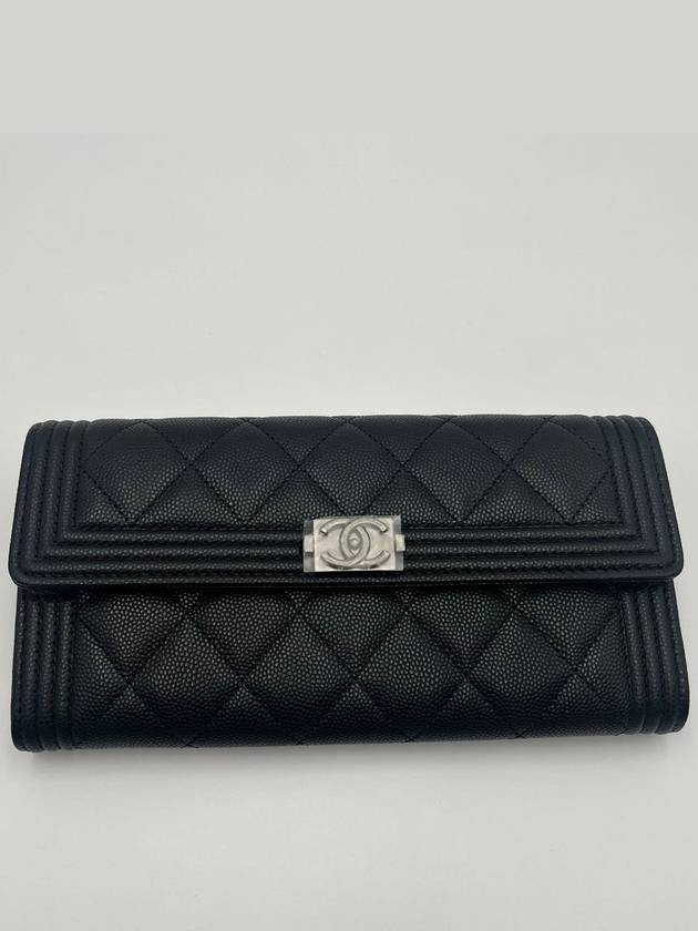 Boy Silver Long Flap Caviar Long Wallet Black - CHANEL - BALAAN 2