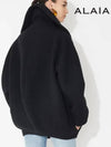 Women's Zipper Round Wool Caban Jacket Black - ALAIA - BALAAN 8