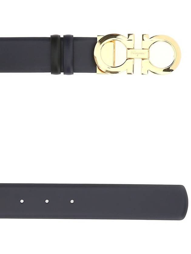 Gancini Reversible Leather Belt Black Navy - SALVATORE FERRAGAMO - BALAAN 3