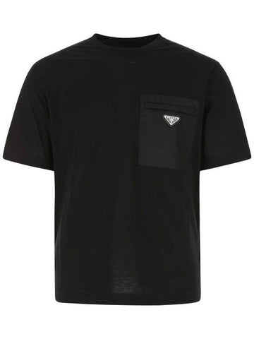 Nylon Jersey Short Sleeve T-Shirt Black - PRADA - BALAAN 1