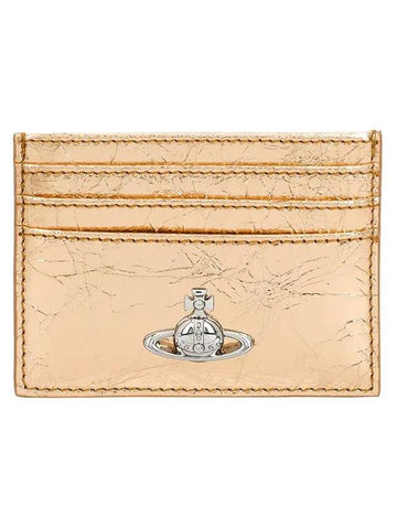 Metallic Crinkle Card Wallet Gold - VIVIENNE WESTWOOD - BALAAN 1