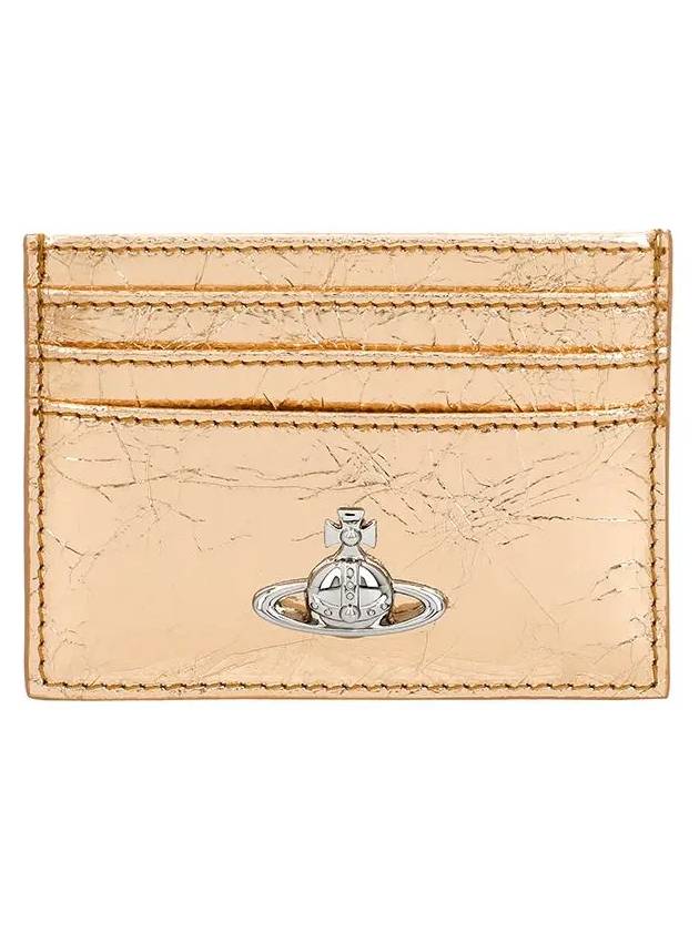 Metallic Crinkle Card Wallet Gold - VIVIENNE WESTWOOD - BALAAN 3