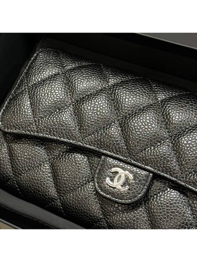 Wallet Classic Caviar Skin Black Silver Long - CHANEL - BALAAN 2