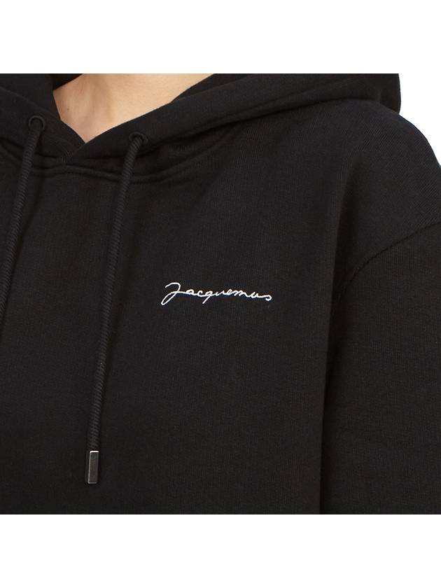 Le Brode Embroidered Logo Cotton Hoodie Black - JACQUEMUS - BALAAN 7