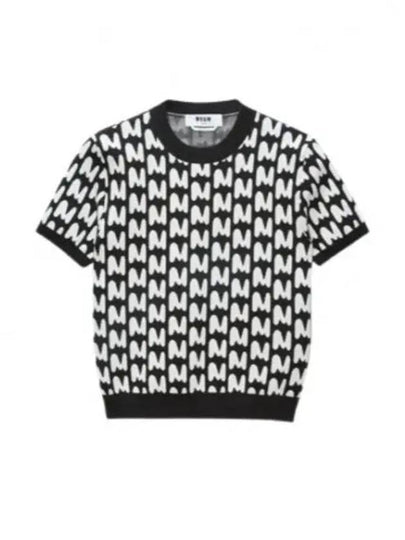 Jacquard TheMwave Short Sleeve Knit Top Black - MSGM - BALAAN 2