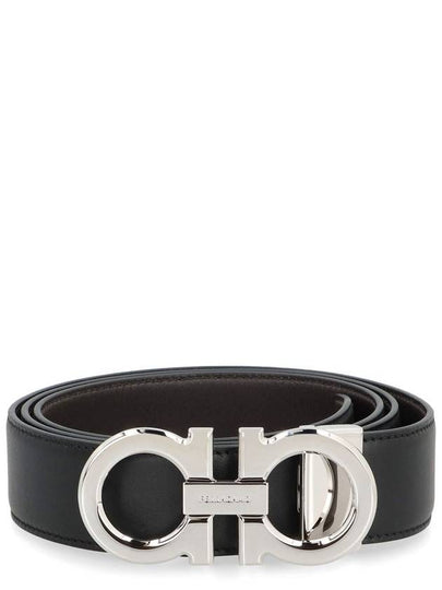 Reversible Gancini Leather Belt Black - SALVATORE FERRAGAMO - BALAAN 2