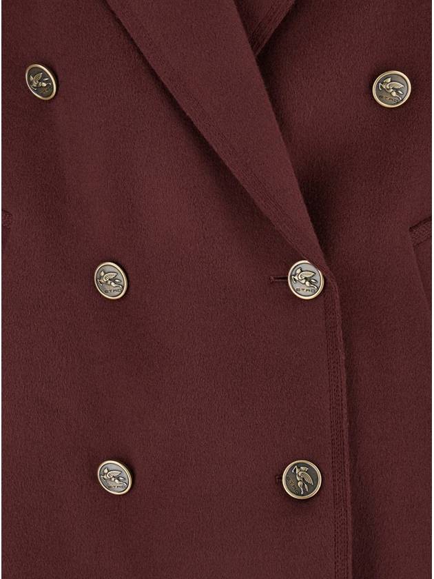 Bordeaux Double-Breasted Jacket With Logo Detail On Buttons In Wool Blend Woman - ETRO - BALAAN 3