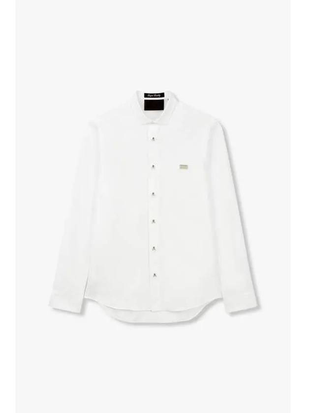 Men s Skull and Bone Trim Cotton Shirt White - PHILIPP PLEIN - BALAAN 1