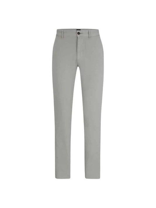Slim Fit Stretch Cotton Satin Chino Straight Pants Medium Grey - HUGO BOSS - BALAAN 1