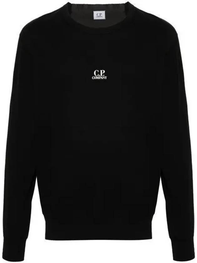 Light Fleece Logo Sweatshirt Black - CP COMPANY - BALAAN 2