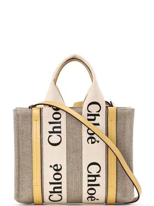 Woody Small Canvas Tote Bag Yellow Beige - CHLOE - BALAAN 4