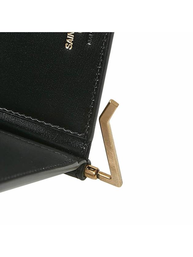 Tiny Cassandre Gold Monogram Logo Money Clip Card Wallet Black - SAINT LAURENT - BALAAN.