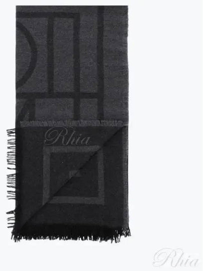 Monogram Wool Cashmere Scarf Black - TOTEME - BALAAN 2