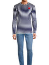 Red Heart Wappen Stripe Long Sleeve T-Shirt Blue P1 T0101 - COMME DES GARCONS - BALAAN 5