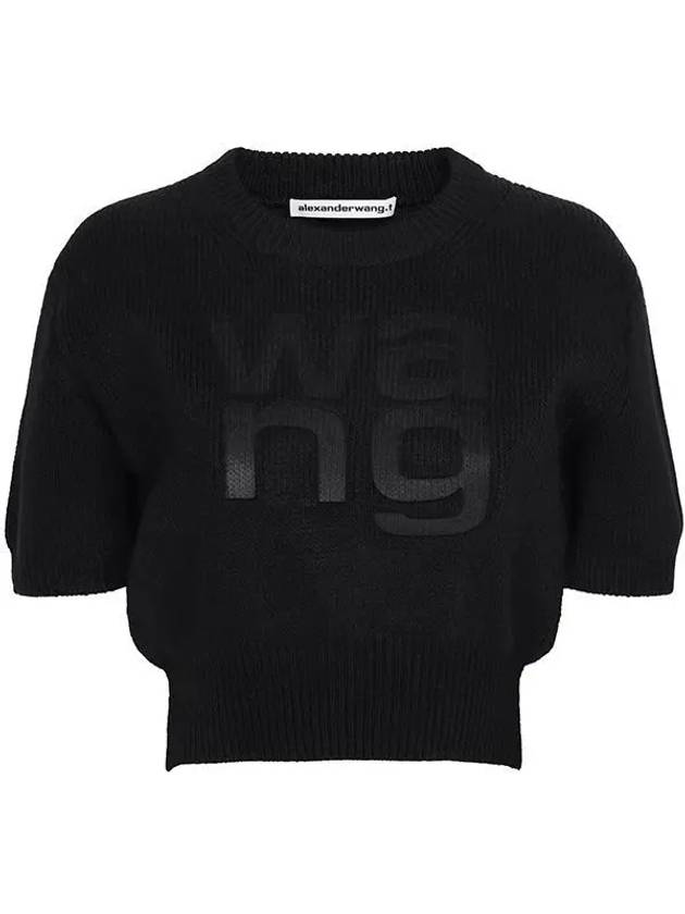 Compact Deboss Logo Knit Top Black - ALEXANDER WANG - BALAAN 2