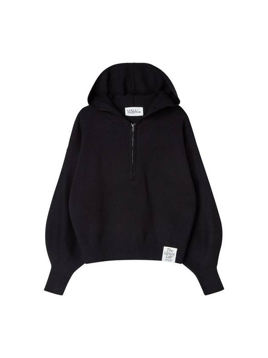 Half Zip-up Pullover Hoodie Black - THE GREEN LAB - BALAAN 1