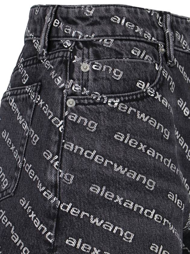 Grey Age Denim Bite Logo Shorts Black - ALEXANDER WANG - BALAAN 5