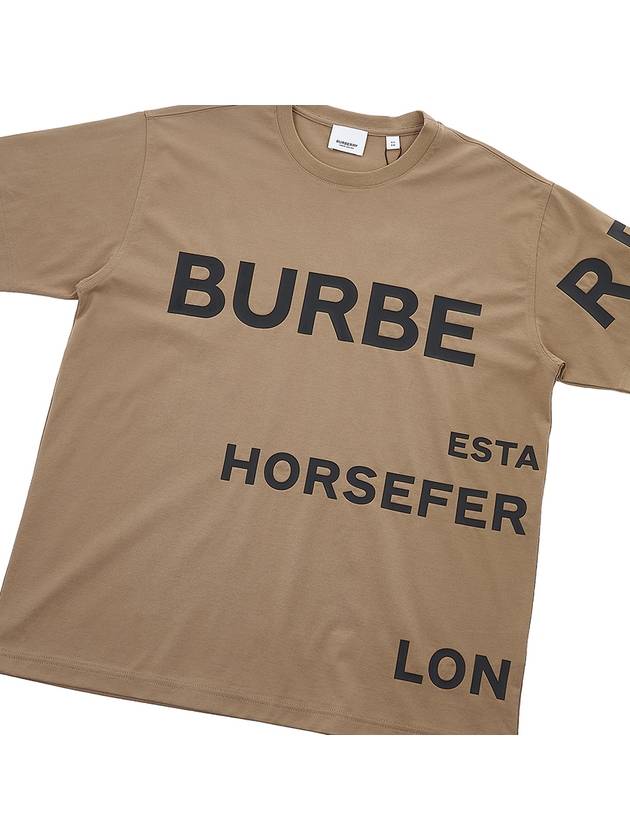 Horseferry Print Oversized Short Sleeve T-Shirt Camel - BURBERRY - BALAAN.