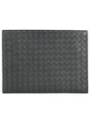 Intrecciato Document Clutch Bag Black - BOTTEGA VENETA - BALAAN 3