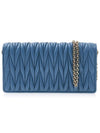 Women's Matelasse Logo Nappa Leather Shoulder Bag Blue - MIU MIU - BALAAN 4