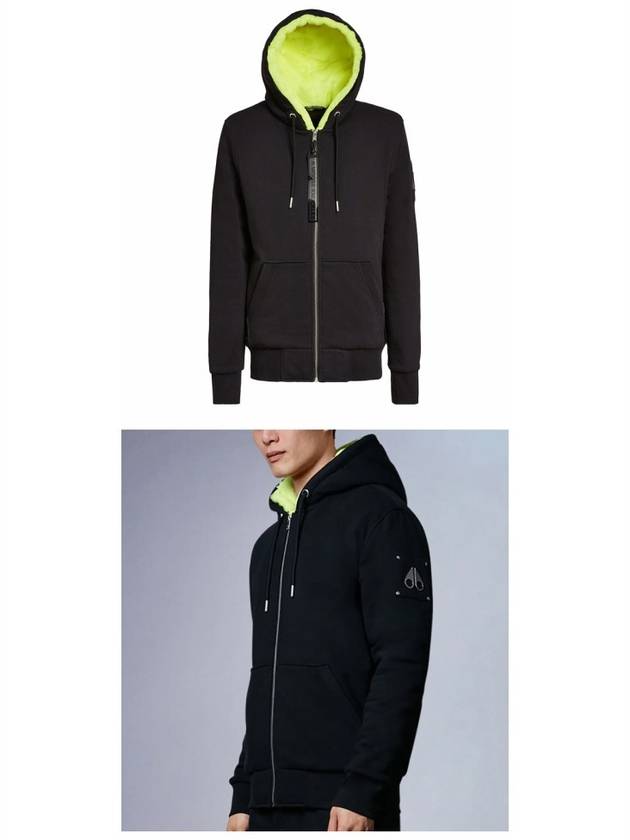 Men's Classic Bunny 2 Zip Up Hoodie Black Lime - MOOSE KNUCKLES - BALAAN 6