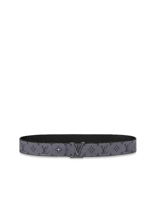 Men's LV Line 40MM Reversible Leather Belt Black Grey - LOUIS VUITTON - BALAAN 1