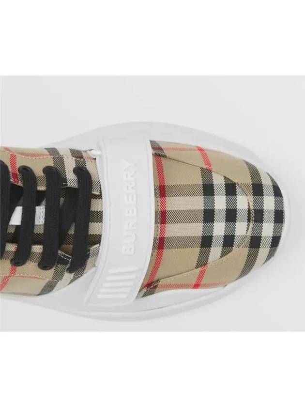 Vintage Check And Leather Sneakers White Archive Beige - BURBERRY - BALAAN 4