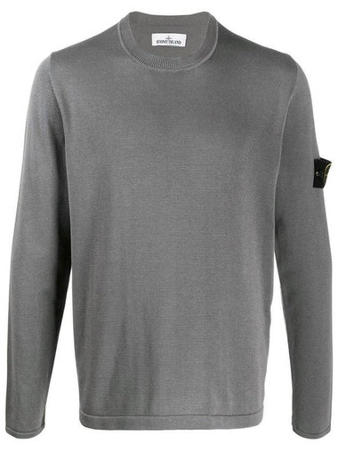 Men's Logo Wappen Crew Neck Knit Sweatshirt Grey - STONE ISLAND - BALAAN 1