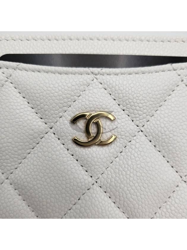 Gold CC Logo Leather Card Wallet White - CHANEL - BALAAN 9