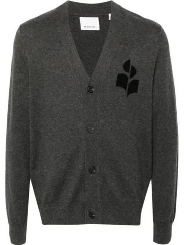 Men's Logo Intarsia Cardigan Grey - ISABEL MARANT - BALAAN 2