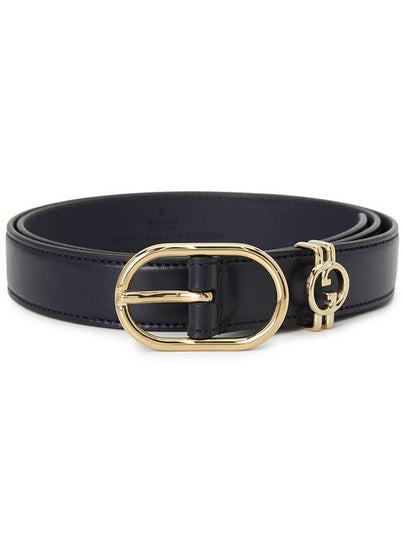 Round Interlocking G Leather Belt Navy - GUCCI - BALAAN 2