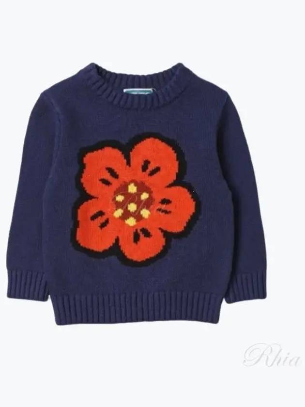 Kids Boke Flower Knit Top Navy - KENZO - BALAAN 2