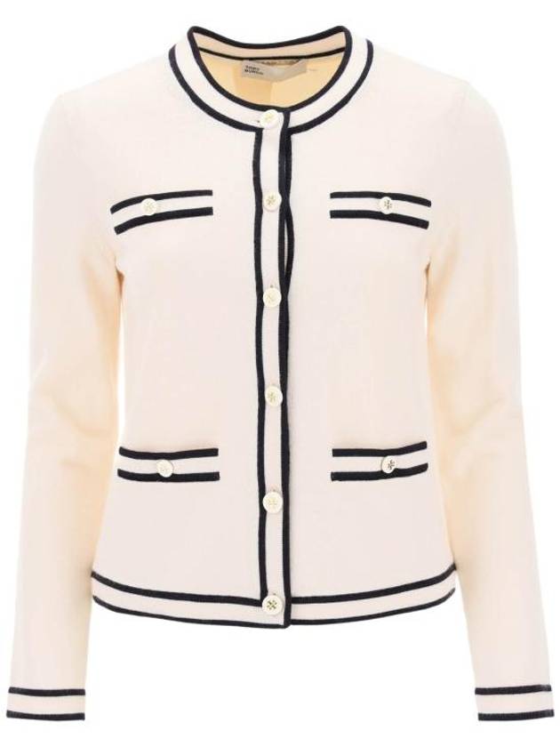 Kendra Button-Up Crew Neck Cardigan Ivory - TORY BURCH - BALAAN 2