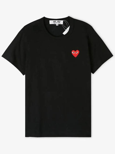 Comme des Gar ons Women s Heart Wappen Black Short Sleeve T Shirt AZ T107 051 1 - COMME DES GARCONS PLAY - BALAAN 2