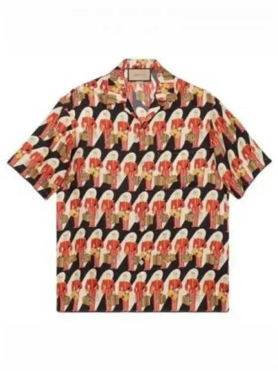 Porter Print Silk Short Sleeve Shirt - GUCCI - BALAAN 2