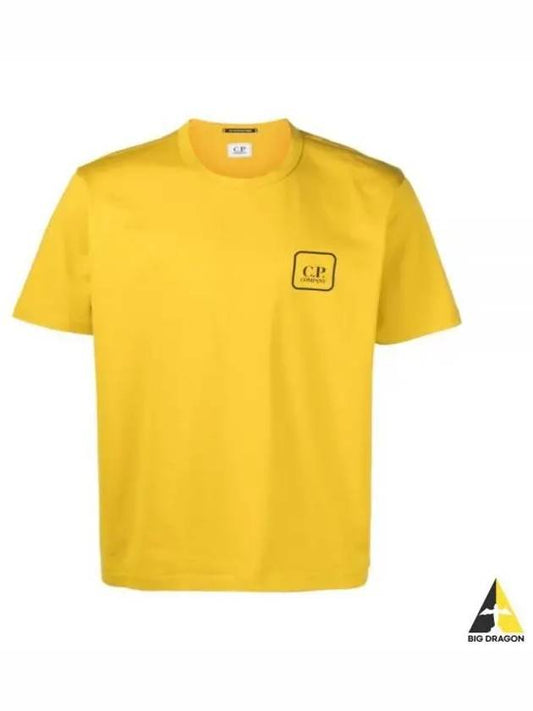 Mercerized Jersey Logo Graphic Short Sleeve T-Shirt Yellow - CP COMPANY - BALAAN 2