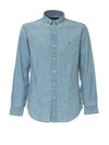 Men's Embroidered Logo Custom Fit Chambray Long Sleeve Shirt Blue - POLO RALPH LAUREN - BALAAN 2