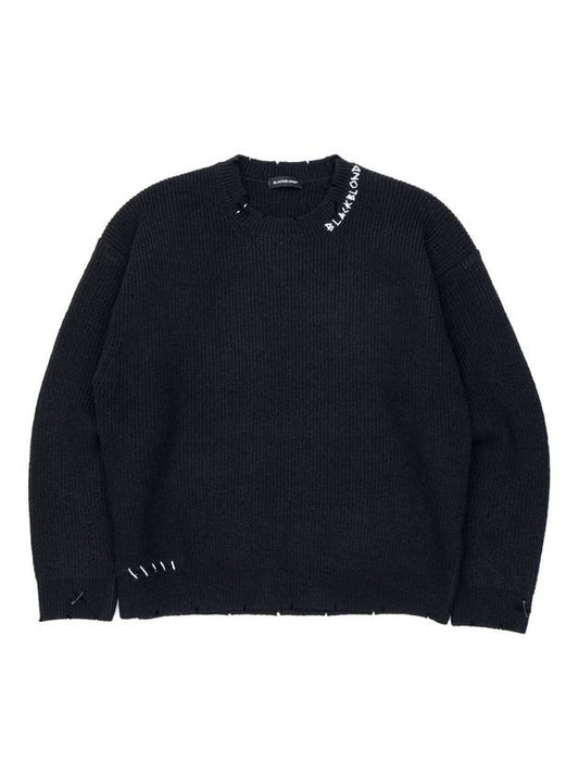 BBD Hand stitched Logo Ripped Sweater Black - BLACKBLOND - BALAAN 2