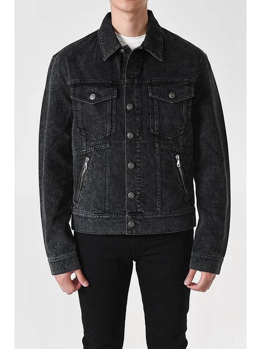 zipper detail denim jacket black - BALMAIN - BALAAN 2