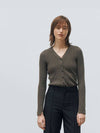 women's cashmere V-neck cardigan brown - LEHEE CASHMERE - BALAAN 2