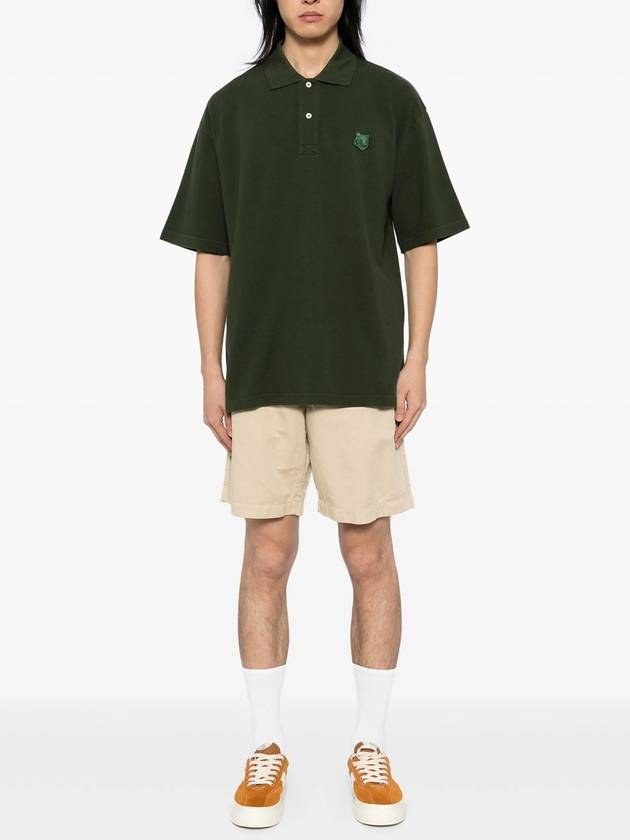 Bold Fox Head Patch Oversized Polo Shirt Green - MAISON KITSUNE - BALAAN 3