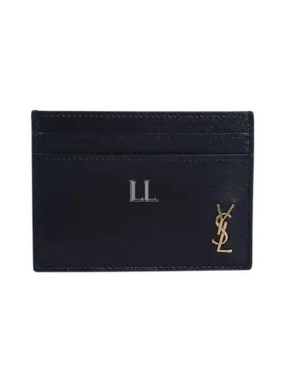 Tiny Monogram Shiny Leather Card Case Black - SAINT LAURENT - BALAAN 2