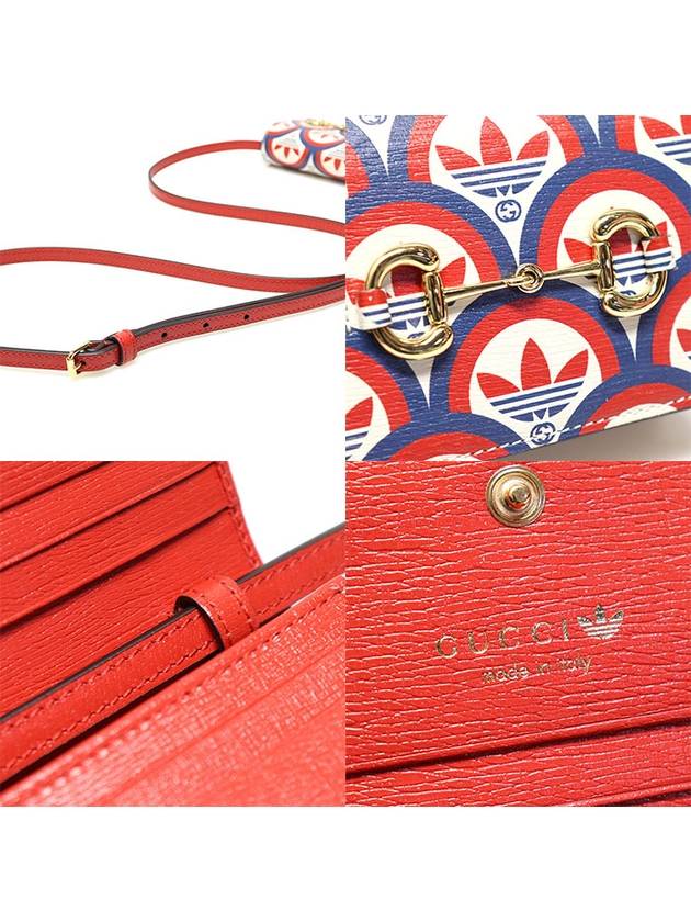 702248 Blue Red Leather Adidas x Horsebit WOC Card Case Mini Cross Bag - GUCCI - BALAAN 7