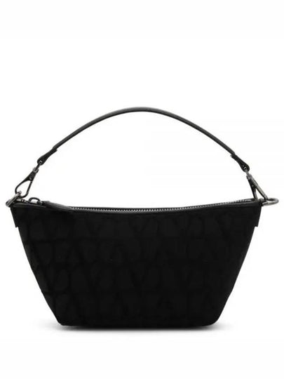 Toile Iconographe Fabric Leather Shoulder Bag Black - VALENTINO - BALAAN 2