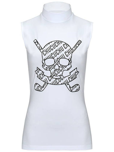 C23MTS019W Skull Back Mesh Half Neck Top White - CHUCUCHU - BALAAN 1