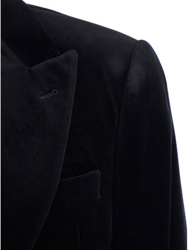 Black Single Breasted Jacket With Shawl Lapel In Velvet Man - EMPORIO ARMANI - BALAAN 3