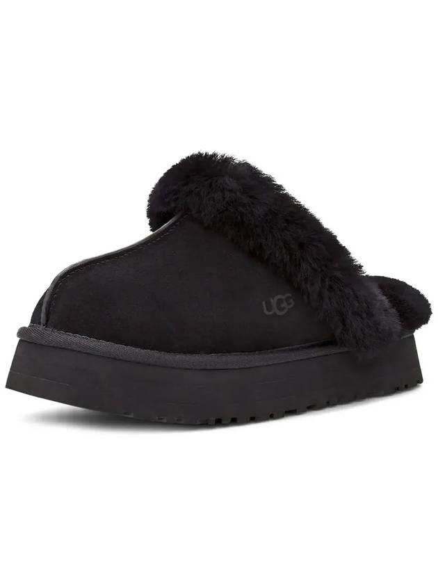 Women's Diskett Fleece Platform Slippers Black - UGG - BALAAN 4